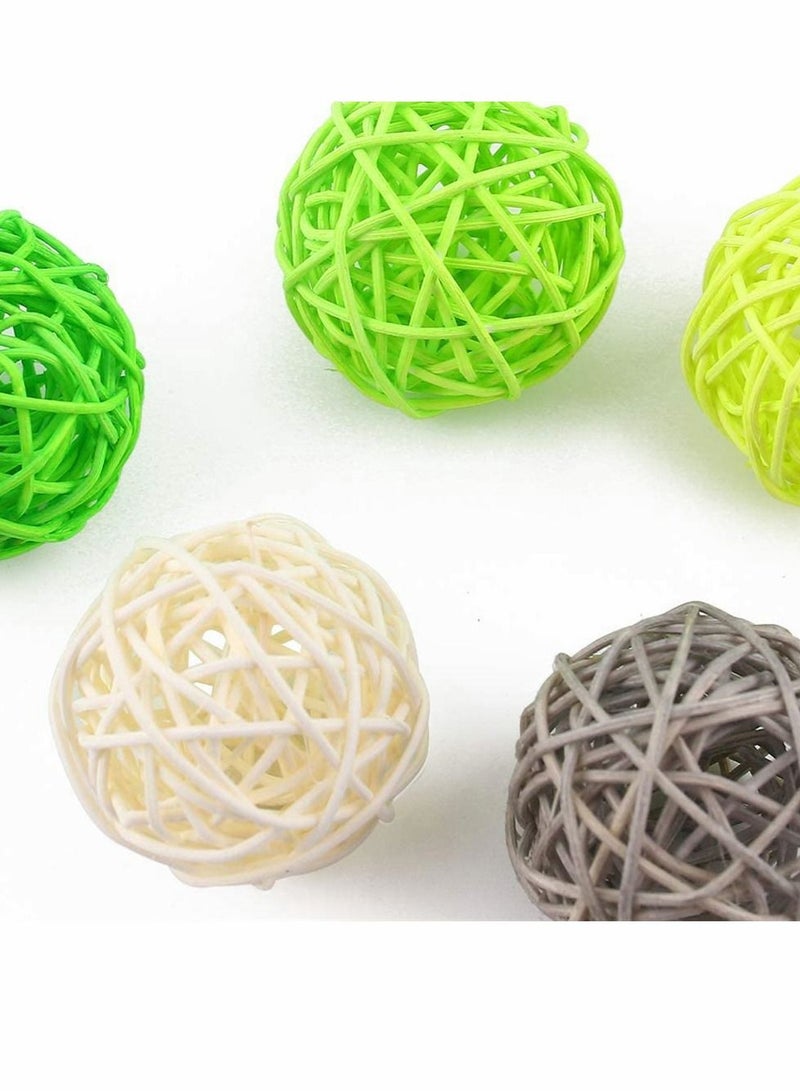 Rattan Balls, Wicker Balls Decorative Spheres Bowl Fillers Home Decor for Garden, Wedding, Party Decorative Crafts, Vase Fillers, Rabbits, Parrot, Bird Toys, Multi Colors, 24 Pcs