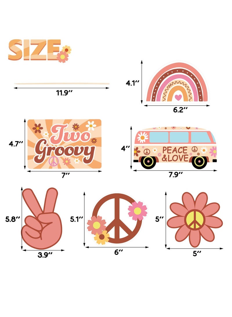 Two Groovy Party Table Toppers for Boho Birthday Party Decorations Hippie Party Centerpieces Sticks with Daisy Groovy Sign 60s Hippie Theme Birthday Supplies