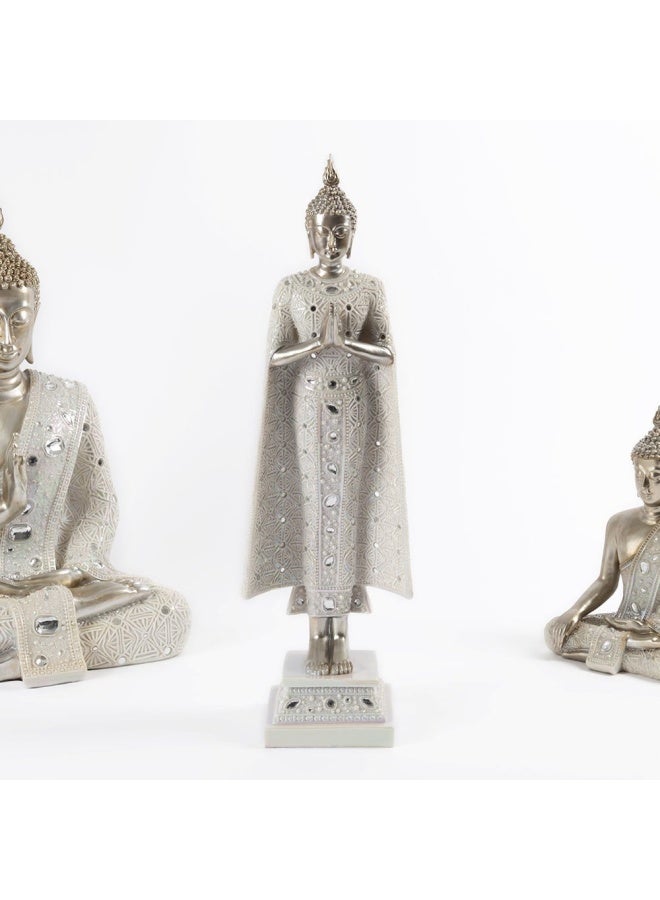 Standing Buddha, Silver - 18X59 Cm