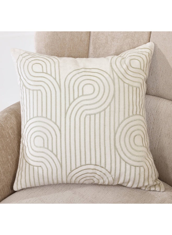 Circa Embroidered Cushion Cover, White - 45X45 Cm