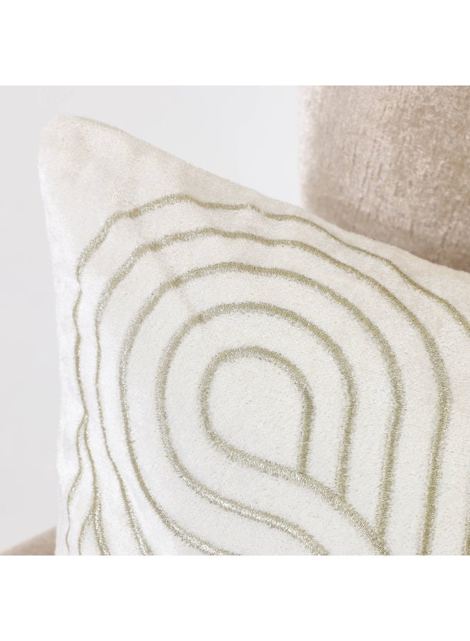 Circa Embroidered Cushion Cover, White - 45X45 Cm
