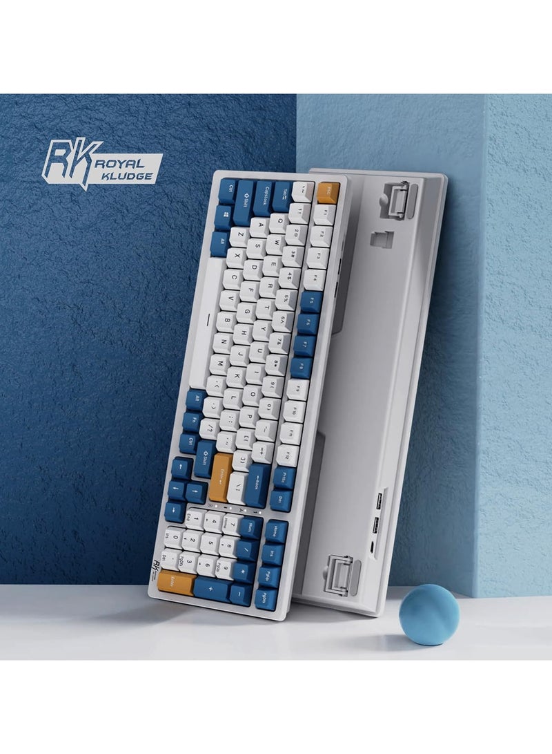 RK98 Tri - Mode 2.4G/BT5.1/USB-C 100 Keys Hot Swappable Brown Switches with Number Pad RGB Backlit 3750mAh Battery NKRO Gaming Keyboard Ergonomic Design Wireless Mechanical Keyboard