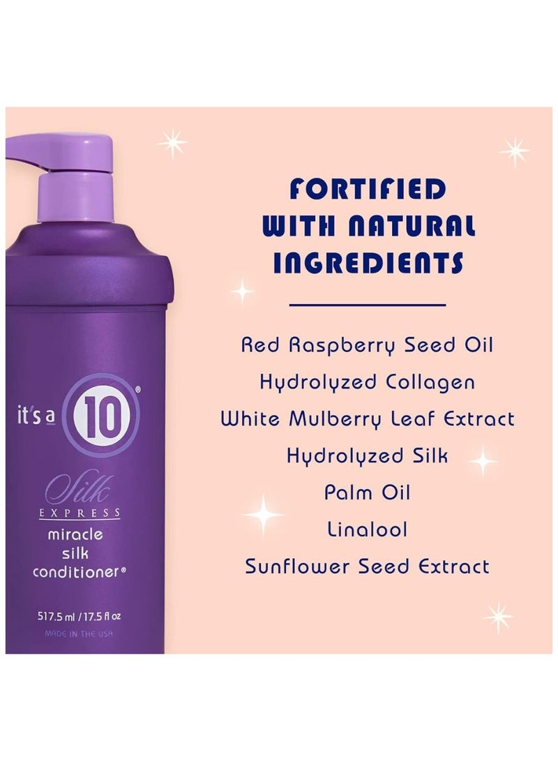 Silk Express Miracle Silk Conditioner for Unisex, Lightweight natural silk, Silk proteins, Hair conditioning, Frizz control, 17.5 oz