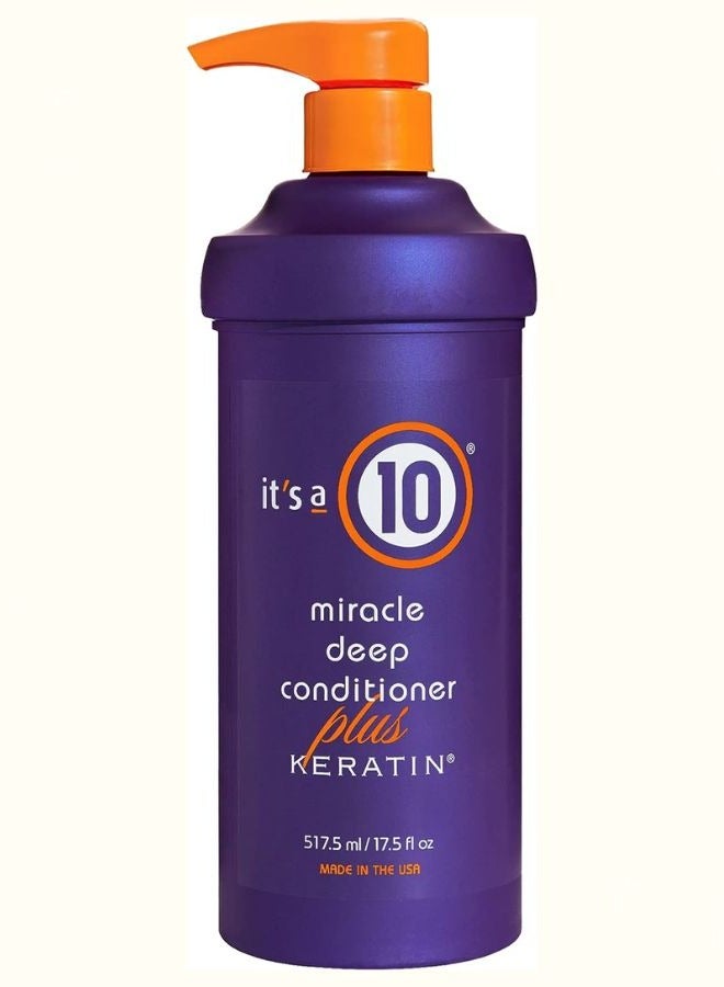 Haircare Miracle Deep Conditioner Plus Keratin, Hair revitalization, Keratin and Aloe vera, Heat protection, Smooth and shiny hair 17.5 fl. Oz