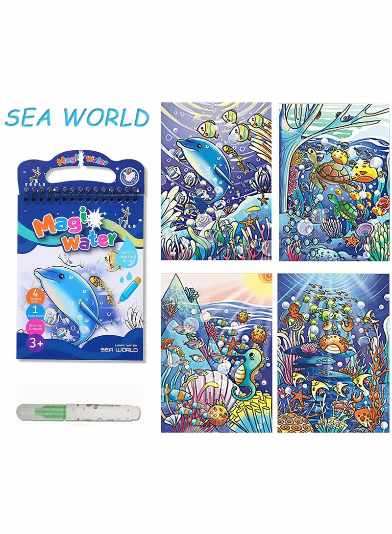 3 Pack Water Coloring Books for Toddler Reusable Magic Paint with Water Coloring for Kids Educational Learning Toddlers Travel Toys with Pens Best Birthday Gifts for Kids