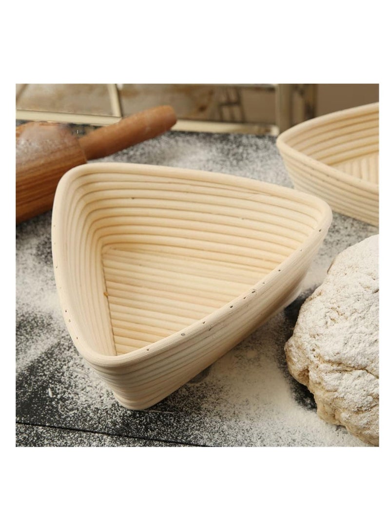 6.3 Inch Triangle Bread Proofing Basket with Cloth Liner, Natural Rattan Sourdough Bread Baking Supplies for Bakers, Professionals, Home Bakers