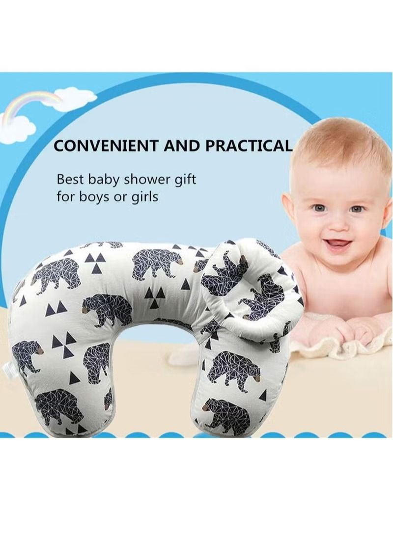 Newborn Breastfeeding Pillow 45°Angle Adjustable Pillow for Babies Nursing Baby Lounger Black Bear