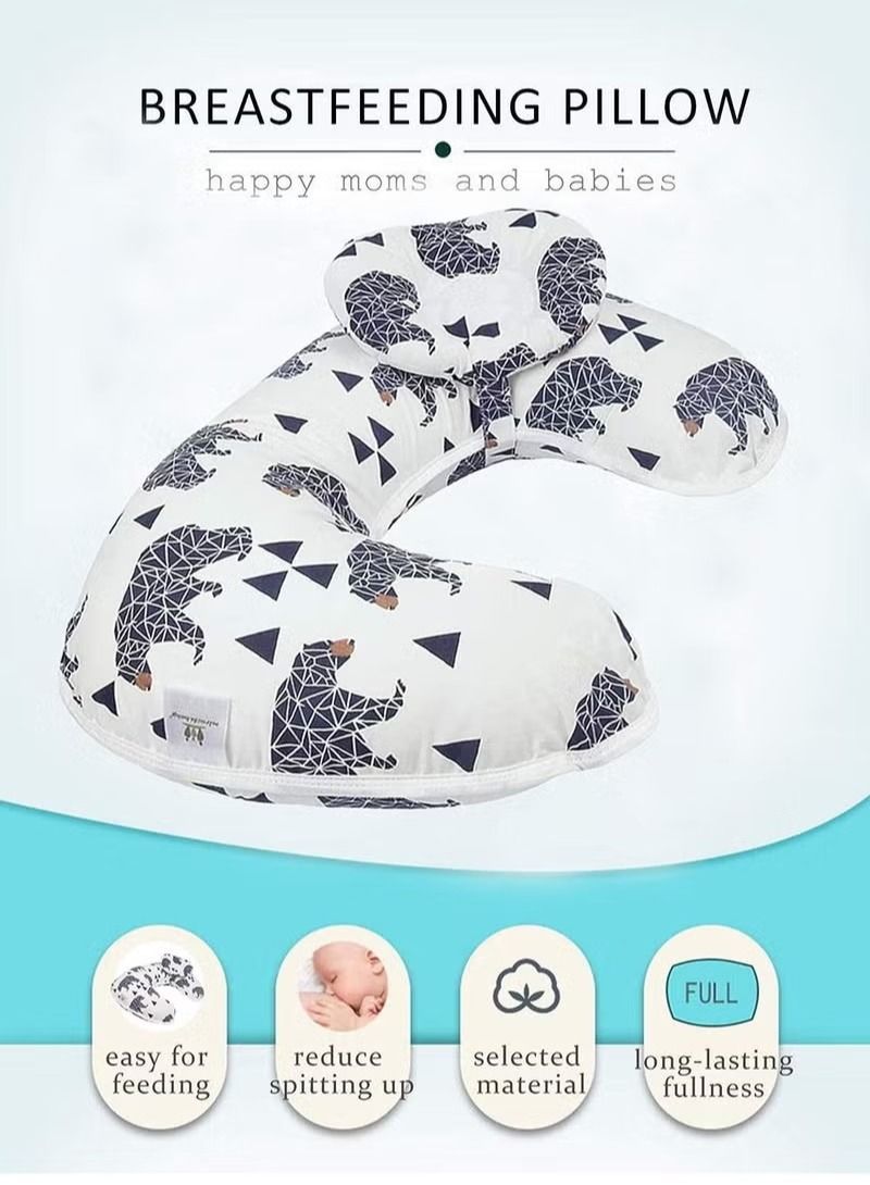 Newborn Breastfeeding Pillow 45°Angle Adjustable Pillow for Babies Nursing Baby Lounger Black Bear