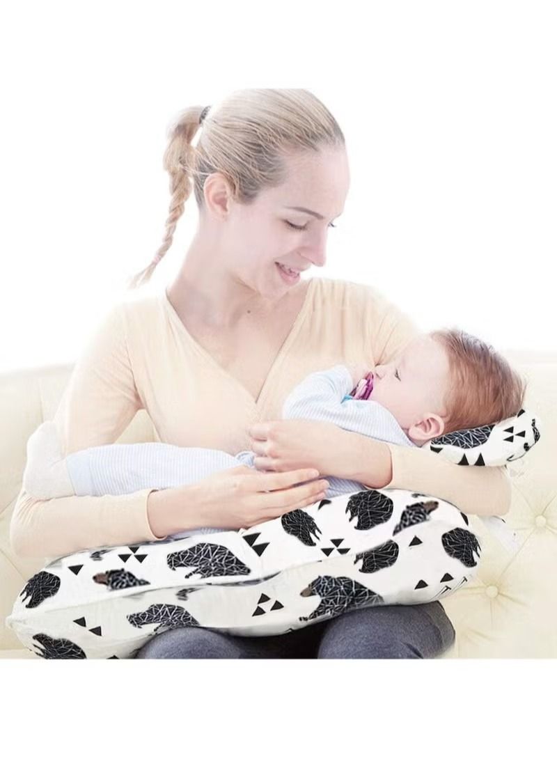 Newborn Breastfeeding Pillow 45°Angle Adjustable Pillow for Babies Nursing Baby Lounger Black Bear