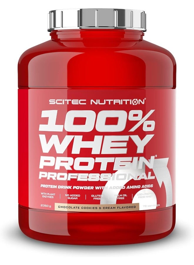 Scitec Nutrition 100% Whey Protein Professional with Extra Key Aminos and Digestive Enzymes, no Added Sugar, Gluten Free, 2.35 kg, Chocolate-Cookies & Cream