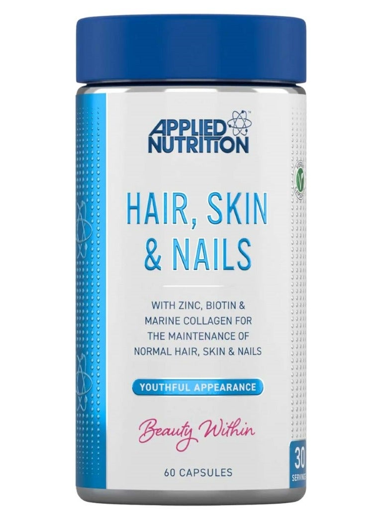 Hair, Skin, Nails - ZINC, Biotin & Marine Collagen  (60 Capsules - 30 Servings)