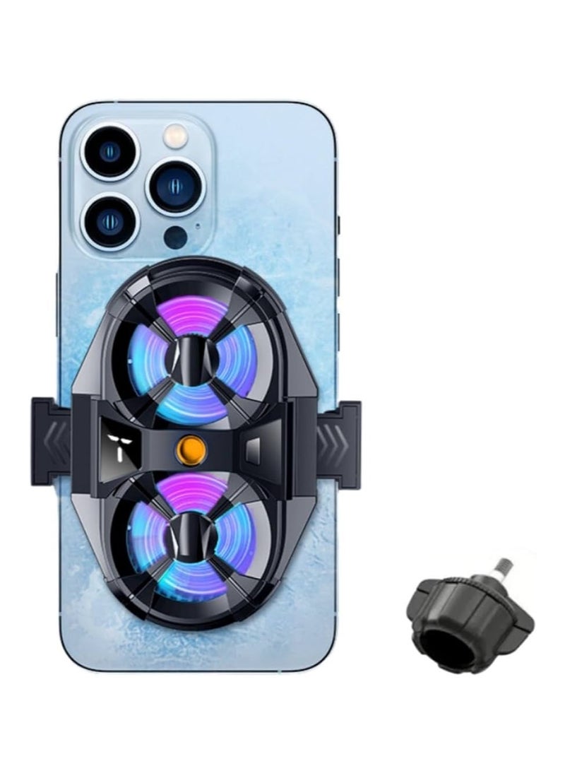 Dual Cooling Fan Cell Phone Cooler for Gaming Plug & Switch LED Display 3 Speed Fan with Phone Holder