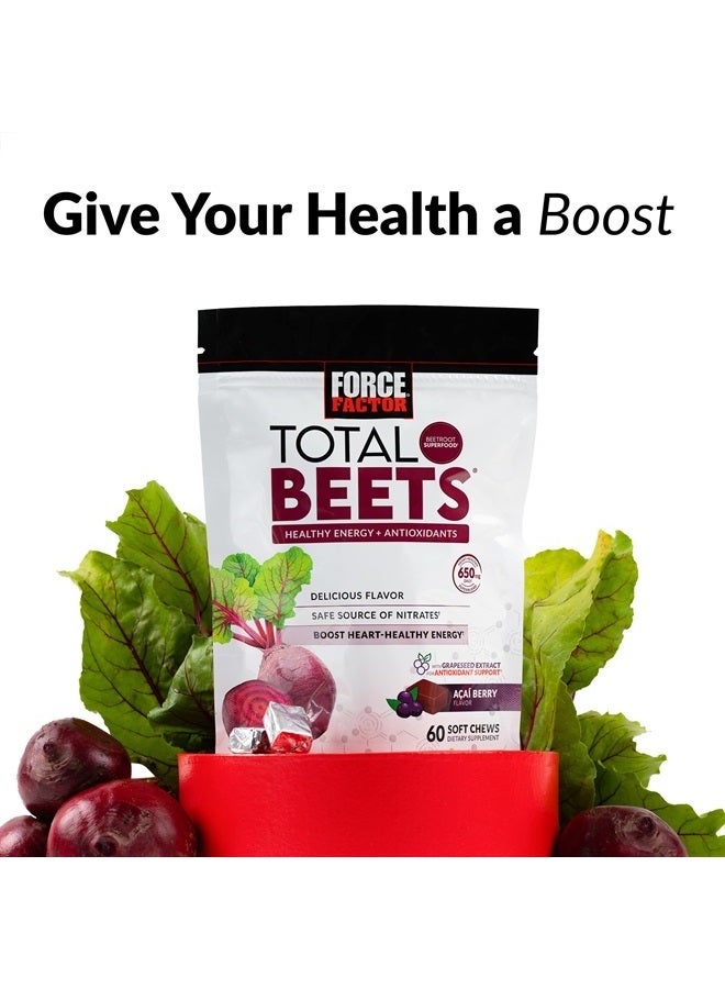 Total Beets Soft Chews with Beetroot, Nitrates, L-Citrulline, Grapeseed Extract Superfood, 180 Count, 3-Pack