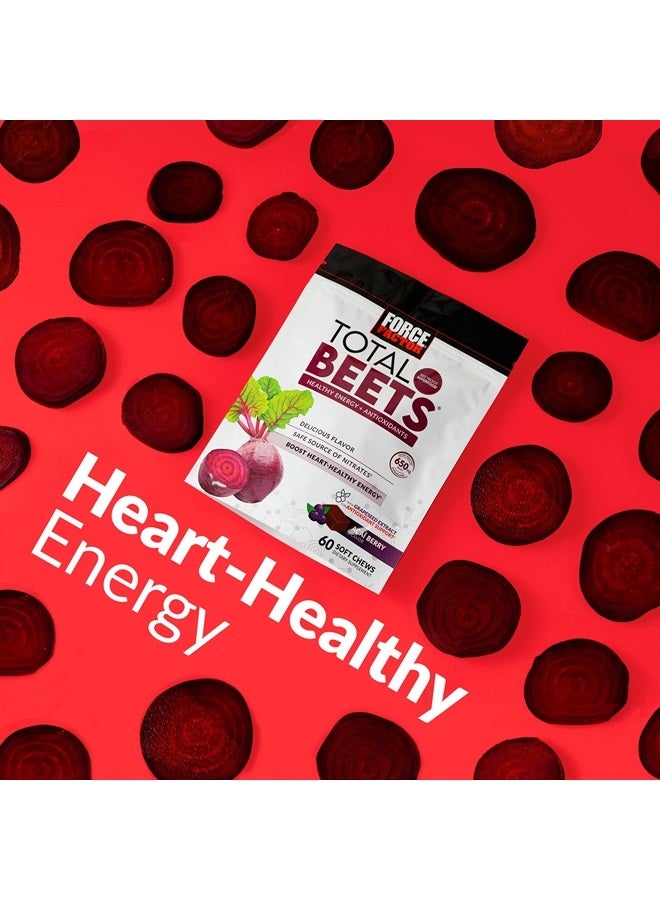 Total Beets Soft Chews with Beetroot, Nitrates, L-Citrulline, Grapeseed Extract Superfood, 180 Count, 3-Pack