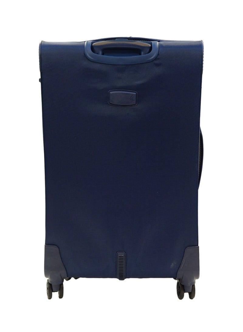 GIORDANO Casablanca Series Check-In Large Suitcase Navy Blue, Soft Nylon Lightweight Durable Expandable 4 Wheels Luggage Trolley Bag 28