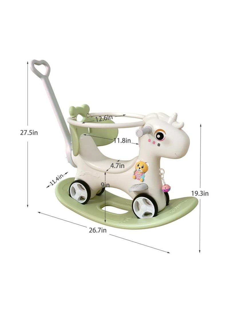 4 in 1 Rocking Horse, Baby Balance Bike Ride On Toys for Toddler 1-3, Rocker Toy for Kid, Toddler Ride Animal Indoor/Outdoor, Boy&Girl Rocking Animal, Infant Ride Toy, Birthday Gift