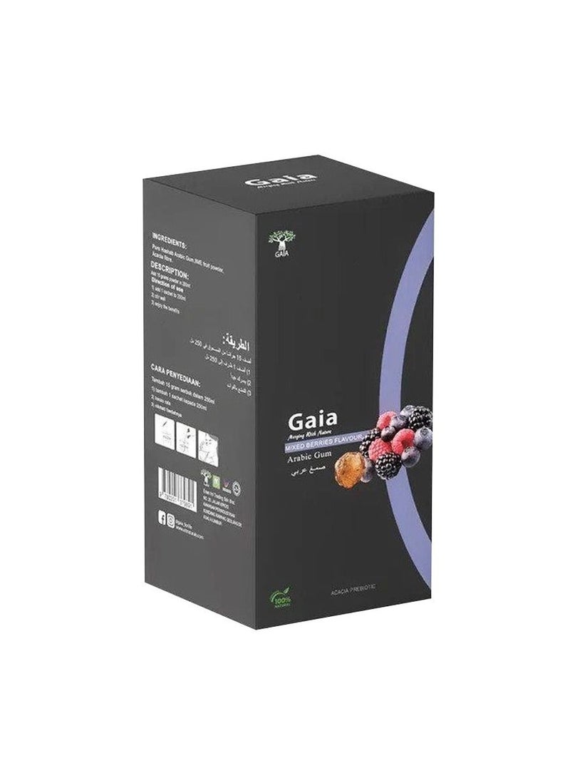 Gaia Arabic Gum, Rich Source of Soluble Fiber, Supports Digestive Health, Blood Sugar Regulation, Weight Management Aid, Cholesterol Control, Prebiotic Boost, Mixed Berry Flavor, 15 Sachets