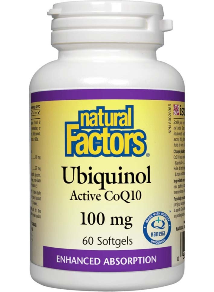 Natural Factors Ubiquinol Active CoQ10, Supports Vital Organ Function and Powerful Antioxidant, 100 mg, 60 Softgels