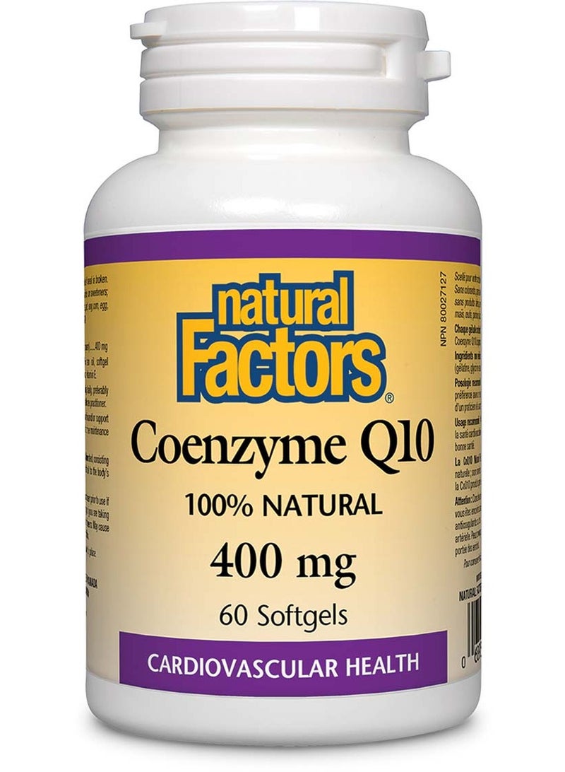 Natural Factors Coenzyme Q10, 400 mg, 60 Softgels