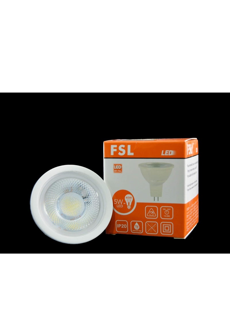 FSL LED Bulb MR16 Spot Light 5W GU5.3 Voltage AC90-265V White 6500K  5 PACK PRICE