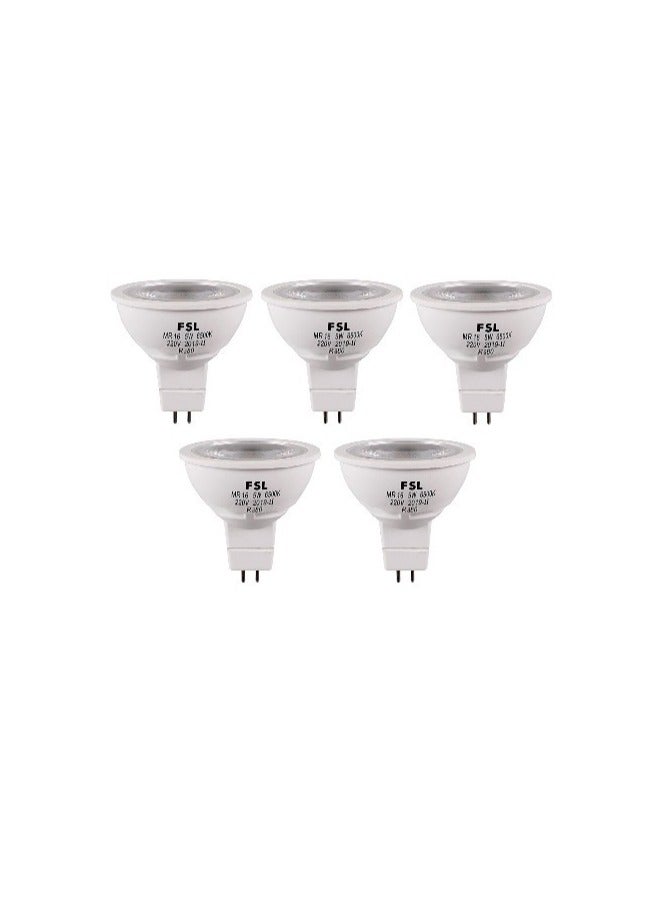 FSL LED Bulb MR16 Spot Light 5W GU5.3 Voltage AC90-265V White 6500K  5 PACK PRICE