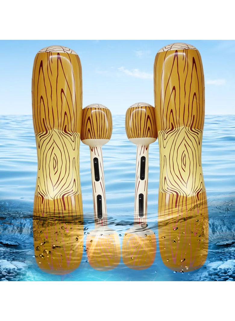 2 Pack Inflatable Swimming Pool Float, Giant Pool Float Canoe Ride On Pool Raft Floating Lounger Seat Boat Floating Row Toys with Paddles for Kids & Adults Max Weight 143lbs - Wood Grain