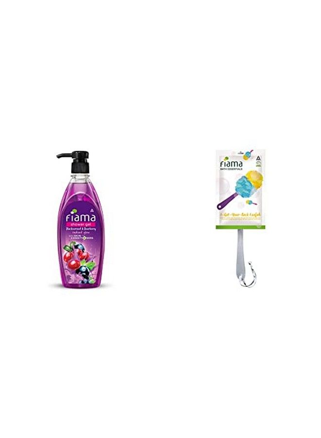 Blackcurrant And Bearberry Shower Gel 500Ml & Bath Essentials Igotyourback Loofah Combo