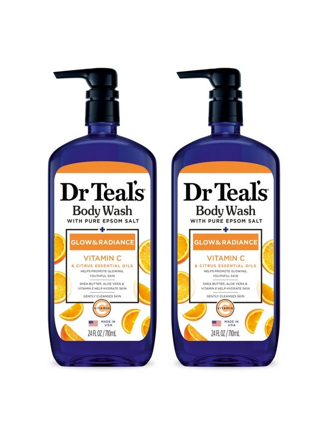 Body Wash With Pure Epsom Salt Glow & Radiance With Vitamin C & Citrus Essential Oils 24Oz (Pack Of 2) (Packaging May Vary)