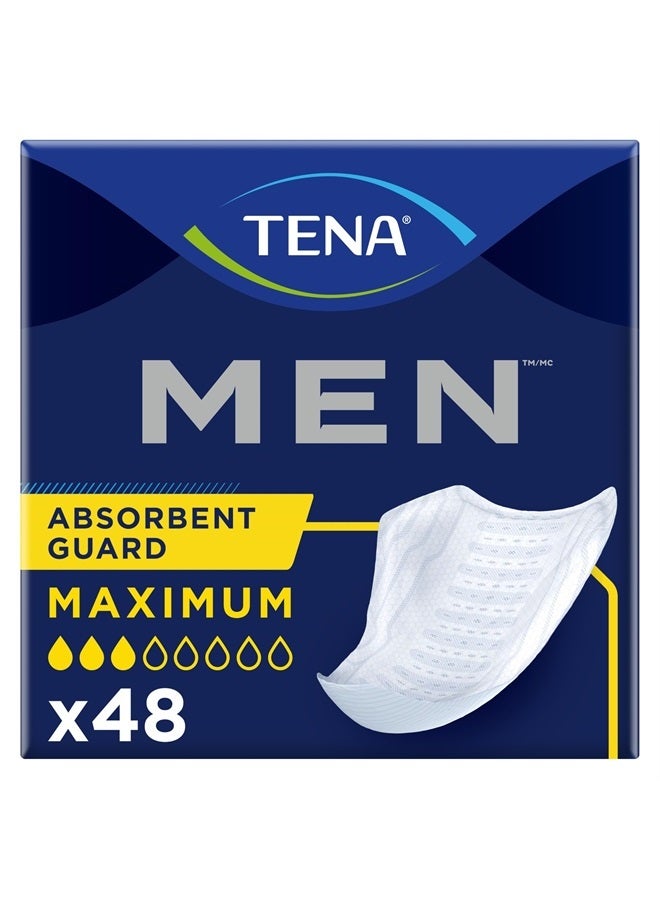 Tena Incontinence Guards for Men, Maximum Absorbency, 48 ct