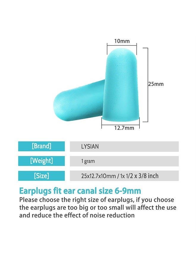 Ultra Soft Foam Earplugs Sleep 38dB SNR 31dB NRR Sound Blocking Noise Cancelling Ear Plugs for Sleeping, Travel, Shooting And Working - 60 Pairs Pack, Lake Blue