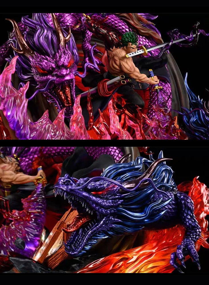 One Piece Tornado Moves Zoro Luminous Statue Model Figure Ornaments Gift