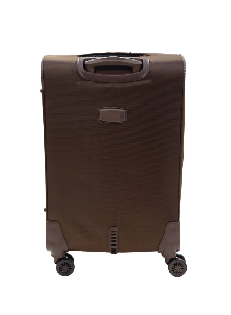 GIORDANO Casablanca Series Check-In Medium Suitcase Brown, Soft Nylon Lightweight Durable Expandable 4 Wheels Luggage Trolley Bag 24