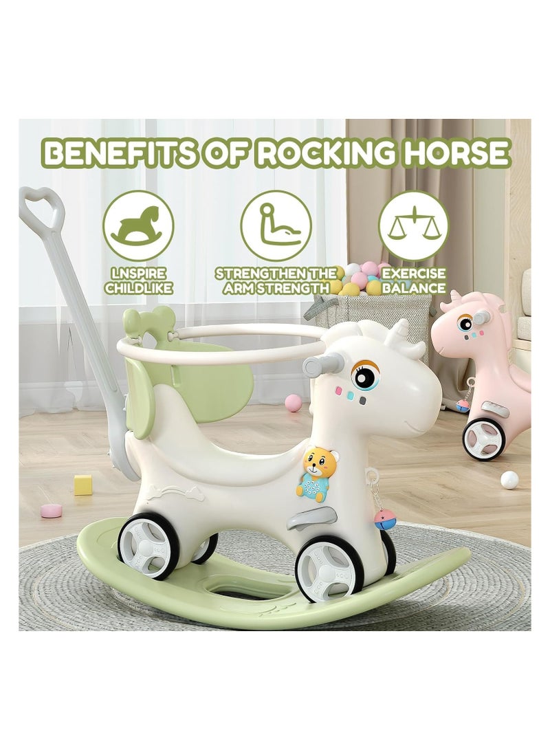 4 in 1 Rocking Horse, Baby Balance Bike Ride On Toys for Toddler 1-3, Rocker Toy for Kid, Toddler Ride Animal Indoor/Outdoor, Boy&Girl Rocking Animal, Infant Ride Toy, Birthday Gift