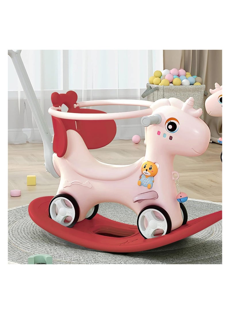 4 in 1 Rocking Horse, Baby Balance Bike Ride On Toys for Toddler 1-3, Rocker Toy for Kid, Toddler Ride Animal Indoor/Outdoor, Boy&Girl Rocking Animal, Infant Ride Toy, Birthday Gift