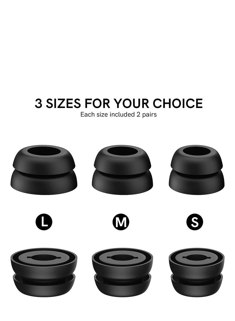 Ear Tips for Galaxy Buds Pro 6 Pairs Double Silicone Eartips Earbuds Earplug Replacement Accessories Compatible with for Samsung Galaxy Bus Pro 2021 S M L Size 6 Pairs Black