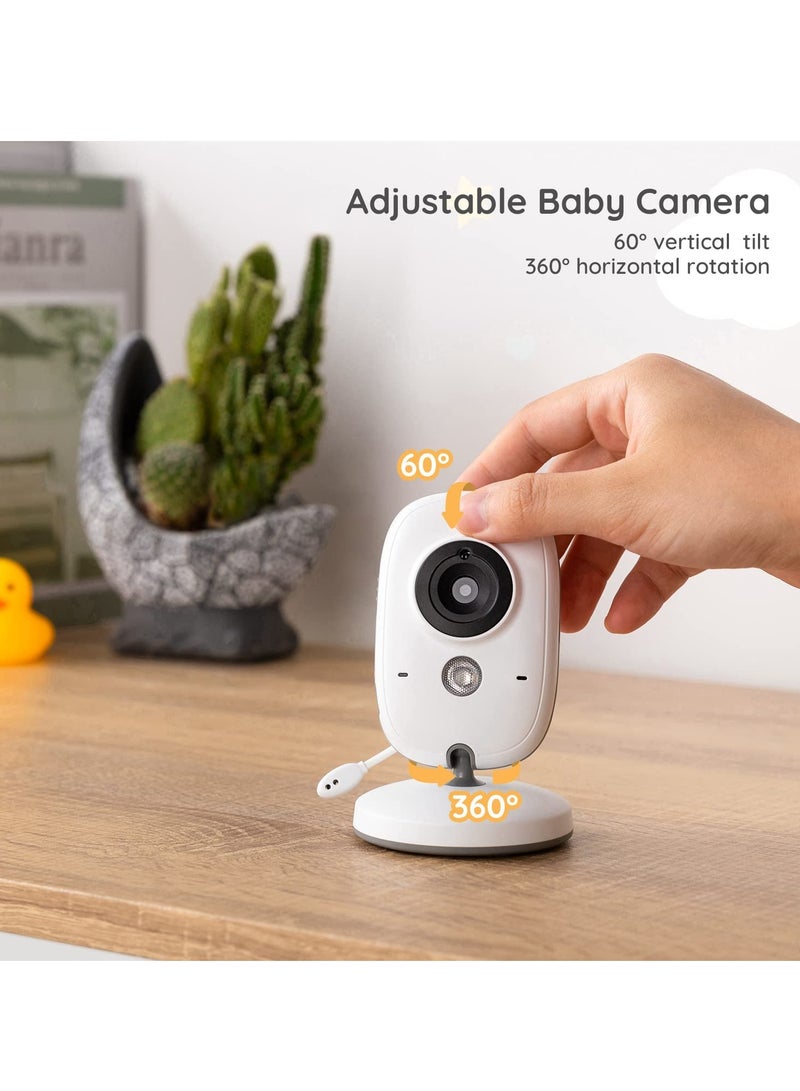 Baby Monitor Wireless Video Baby Monitor with Camera 3.2'' HD Screen  Night Vision Two-Way Talk Feeding Reminder