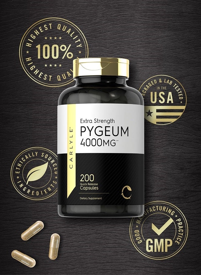 Pygeum Africanum Bark | 200 Capsules | High Potency Extract | Non-GMO, Gluten Free Supplement