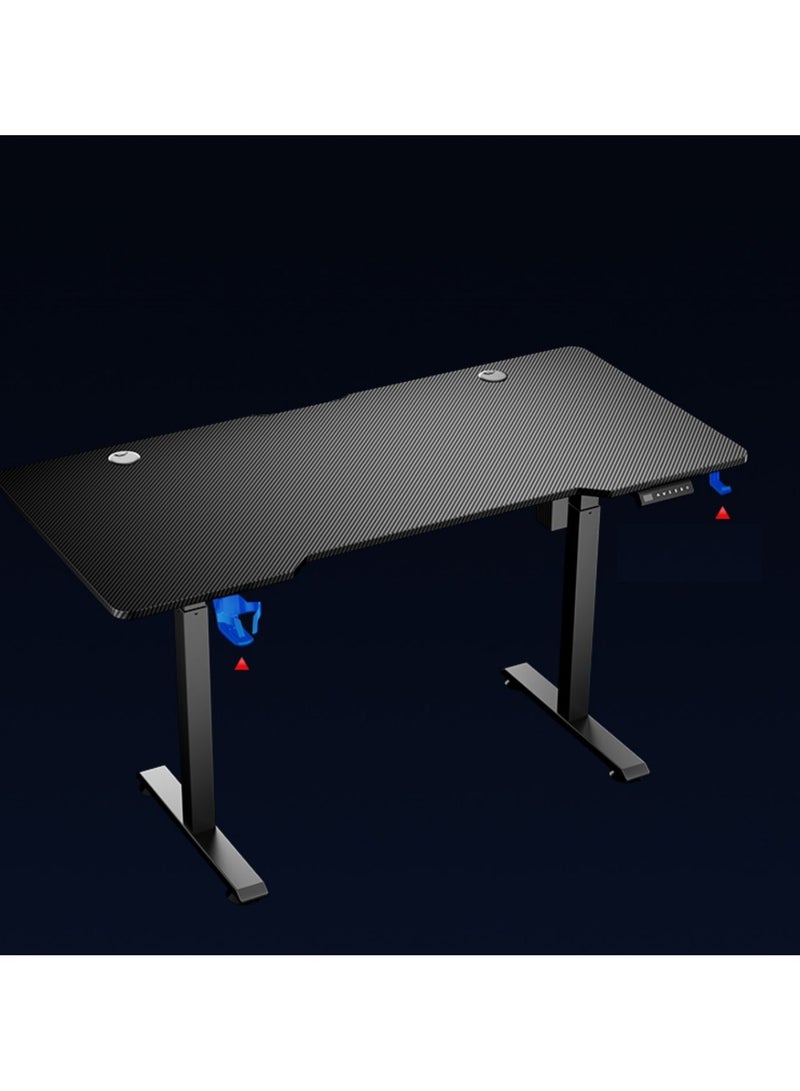 Computer and Multifunctional Gaming table made with Carbon Fibre textured panel. Electric Lifting feature. With Free 90 degrees Swing space mouse pad, Adjustable table