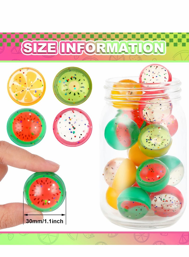 Bouncy Balls, 32 mm Fruit Theme Bounce Rubber Balls, Bulk High Bouncing Balls for Kids Party Favors, Prizes, Rubber Bouncing Balls Game Vending Machines Party Favors Birthdays Gift