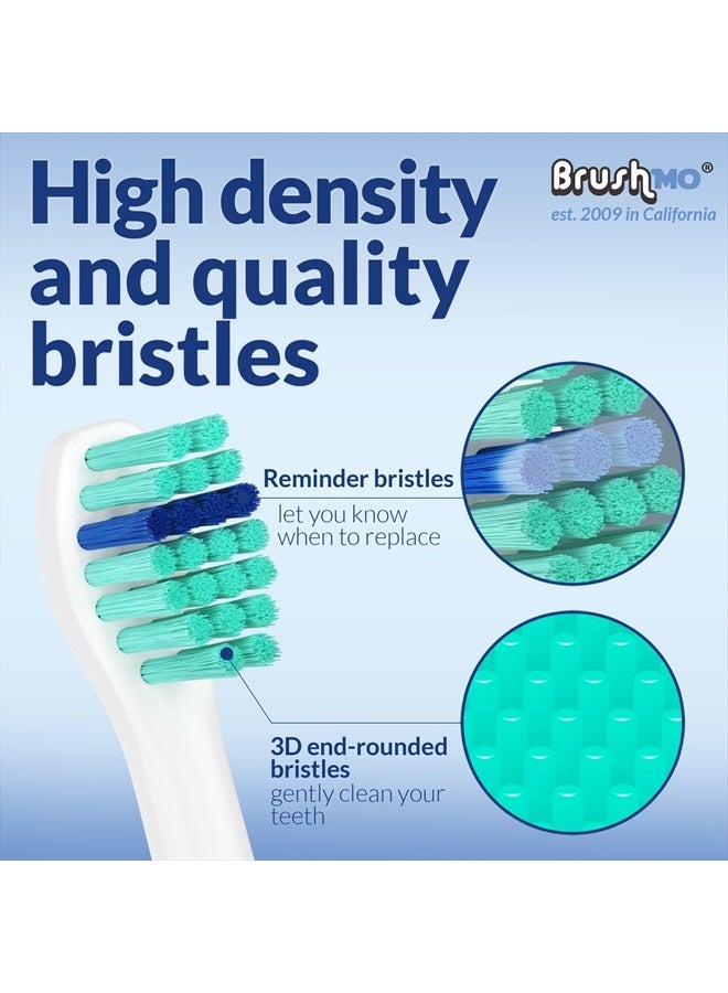 Replacement Toothbrush Heads Compatible with Philips Sonicare E-Series HX7012 HX7022 HX7023 Compact Size Head fits Essence and Screw-On Electric Toothbrush, BM716, 6 Pack - Brushmo