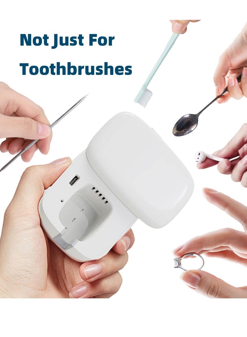 Toothbrush Sanitizer, Effective Antibacterial, Solve Oral Problems, Portable Smart Travel Sanitizer Box, Suitable for Bathroom and (White)