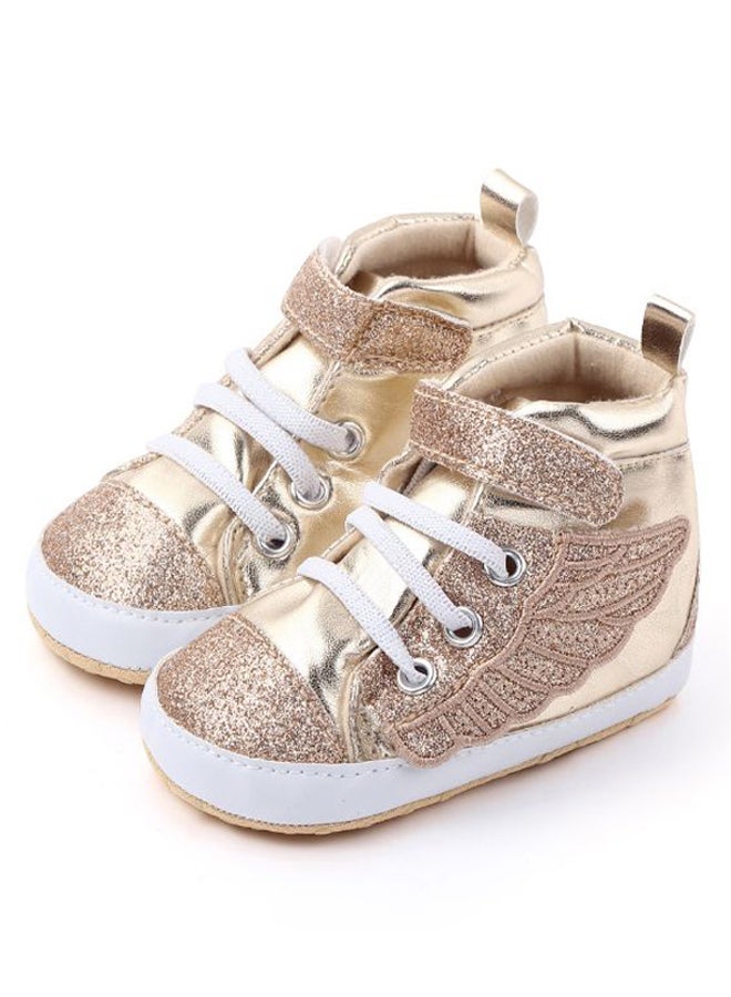 Velcro With Lace-Up High Top Sneakers Gold