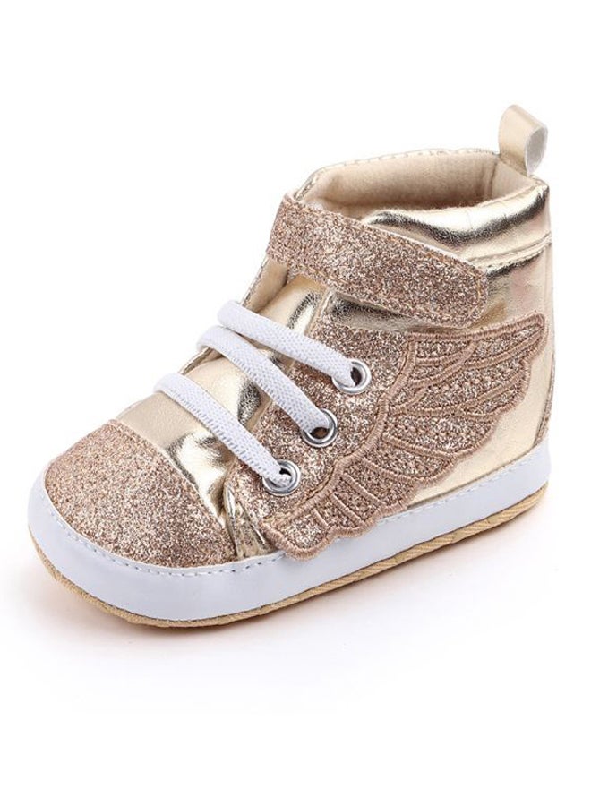 Velcro With Lace-Up High Top Sneakers Gold