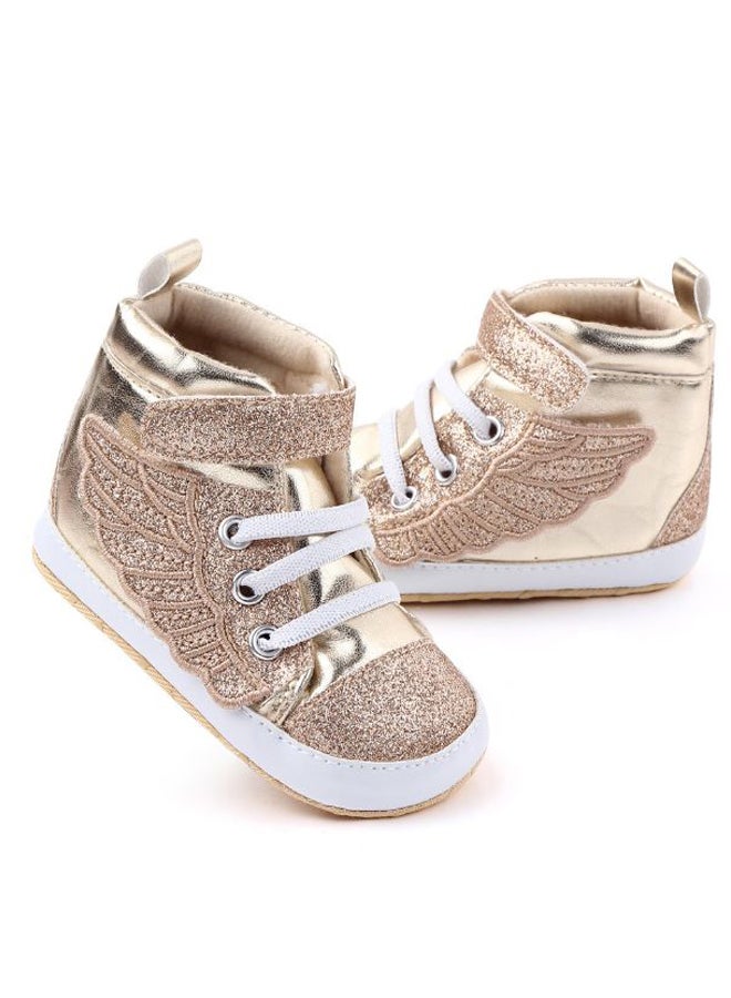 Velcro With Lace-Up High Top Sneakers Gold