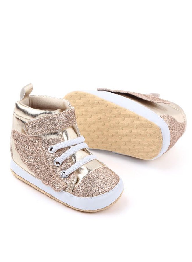 Velcro With Lace-Up High Top Sneakers Gold