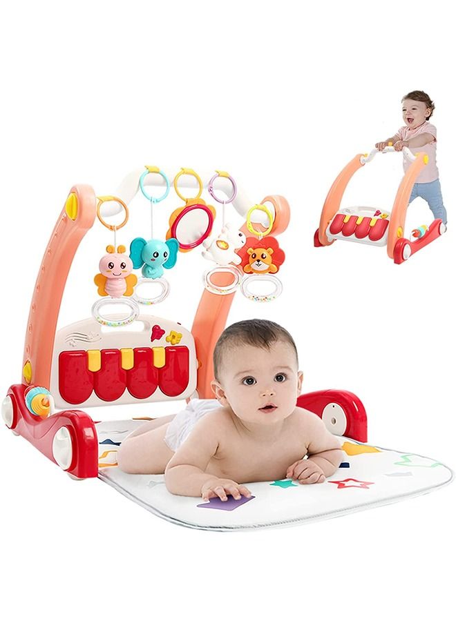 Baybee 2 in 1 Convertable Baby Activity Walker for Baby with Playgym Baby Play gym with Piano  5 Hanging Baby Toys  Activity Play Mat Gym Kids Walker for Baby Toddlers Boy Girl 0-18 Months Red