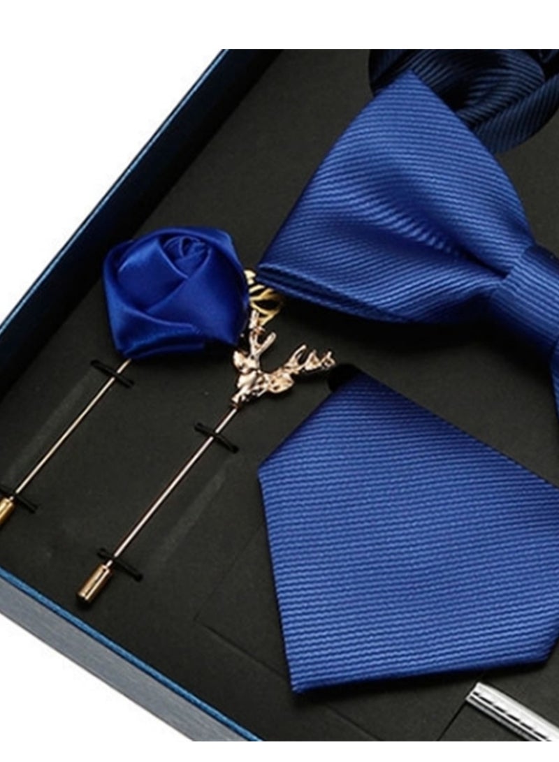 8 Pcs Men's tie pocket square cufflinks bow tie brooch set men's gift box set