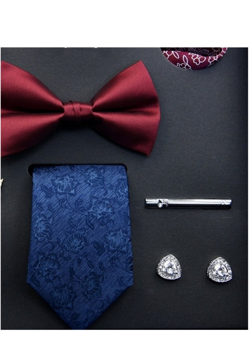 8 pcs high-end tie men's business professional formal tie bow tie cufflinks fashion accessories gift box