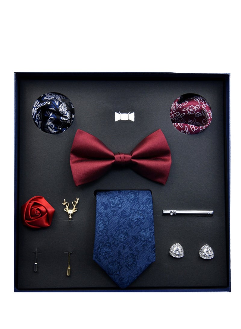 8 pcs high-end tie men's business professional formal tie bow tie cufflinks fashion accessories gift box