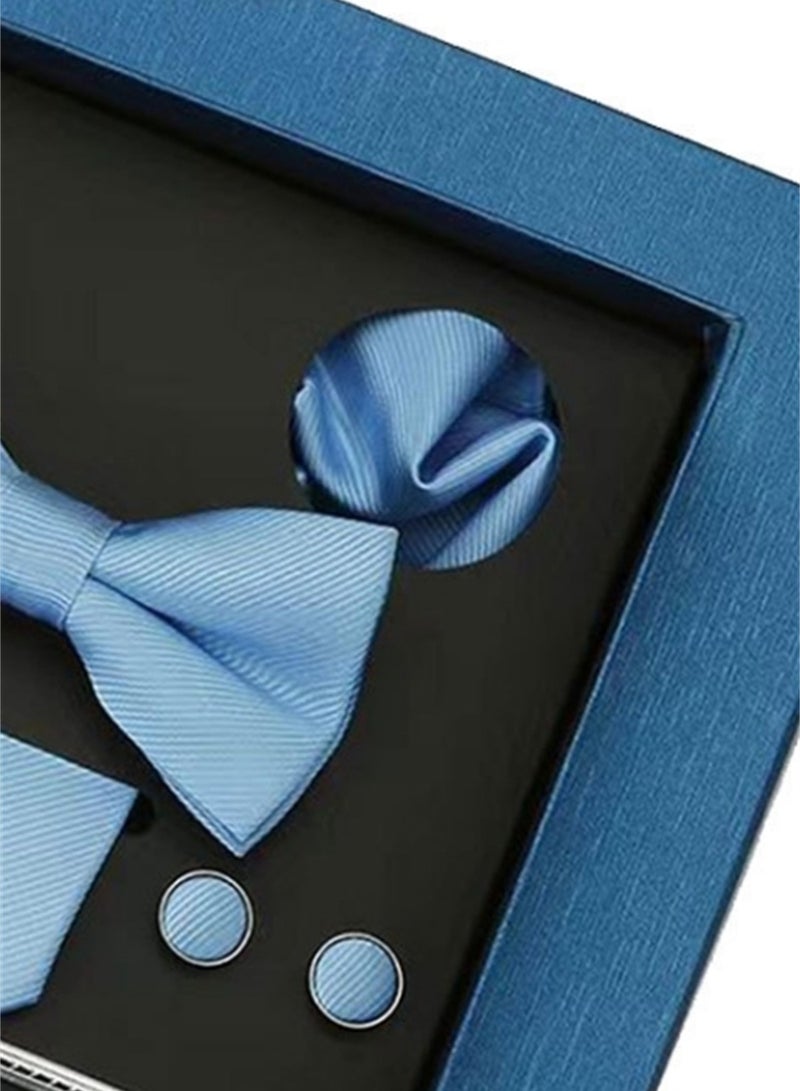 8 Pcs Men's tie pocket square cufflinks bow tie brooch set men's gift box set